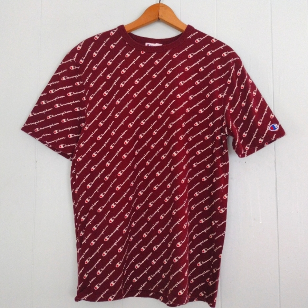 Champion Tshirt All Over Print Maroon Red AOP